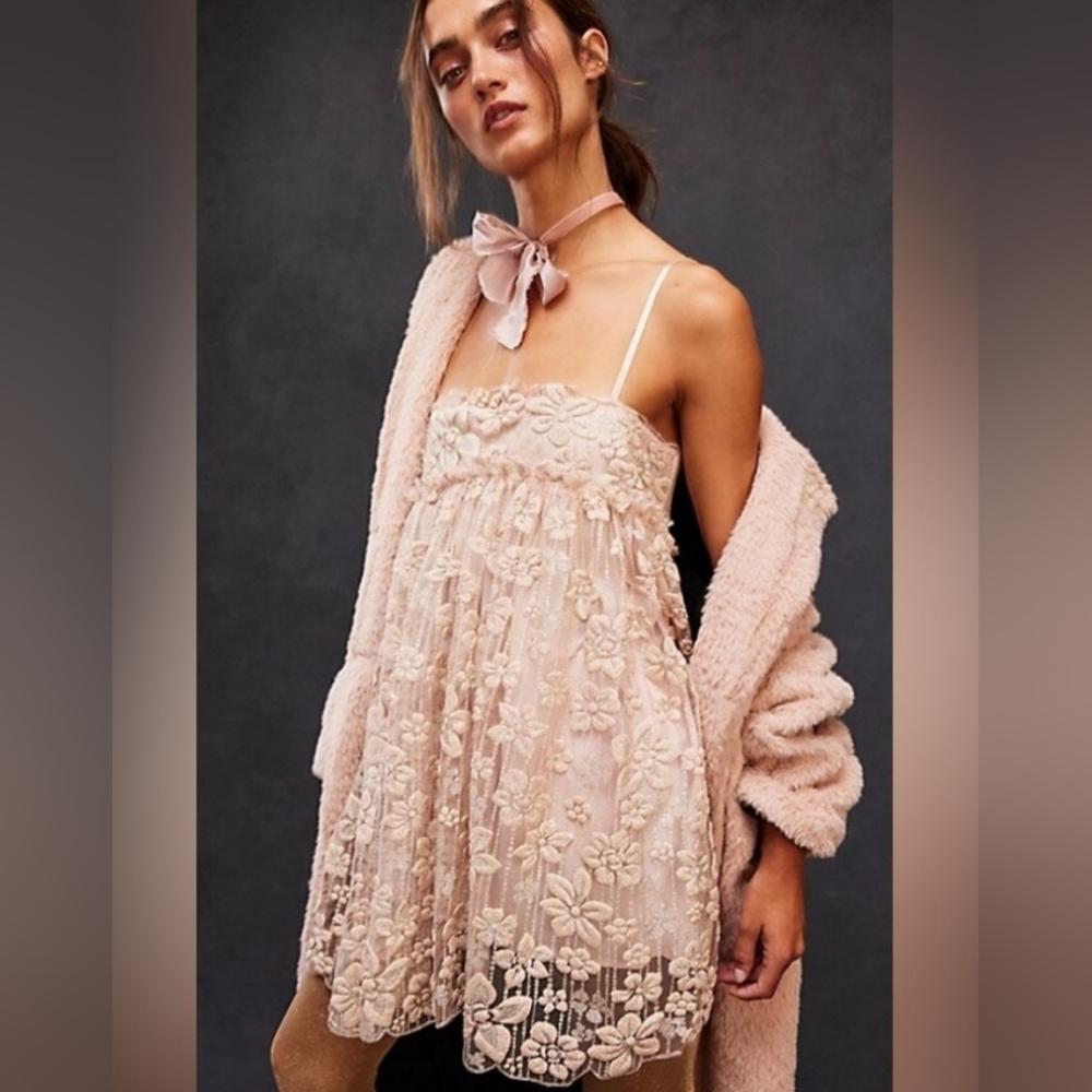 FREE PEOPLE Ivory Blush Babydoll Dress